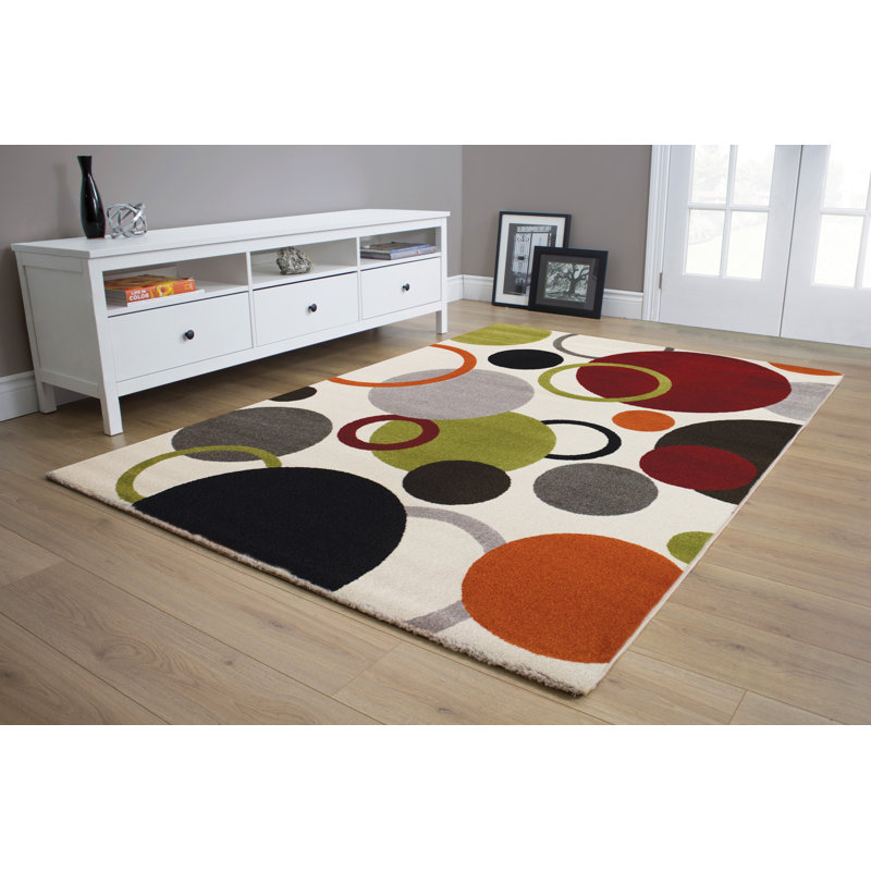 Rundall Geometric Black/Beige/Gray Area Rug, Rectangle 5'3" x 7'7"