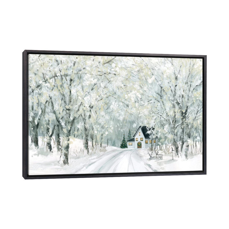 «Christmas Lane» par Carol Robinson - reproduction imprimée, Pas de tapis, H 18 po x l 26 po x P 1,5 po