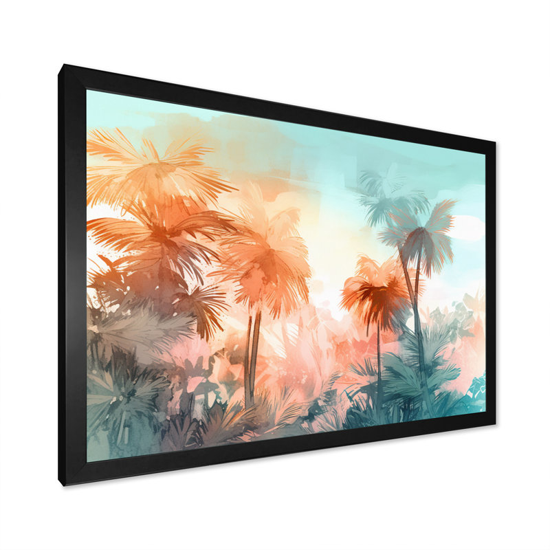 Chenard majestueux, palmiers tropicaux II sur toile, Cadre photo noir, H 12 po x l 20 po x P 1 po