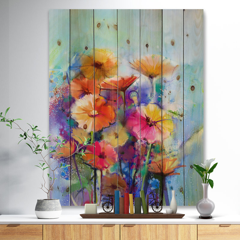 Aquarelle abstraite, peinture sur toile - Aquarelle abstraite, H 20 po x l 15 po x P 0,78 po, Bois