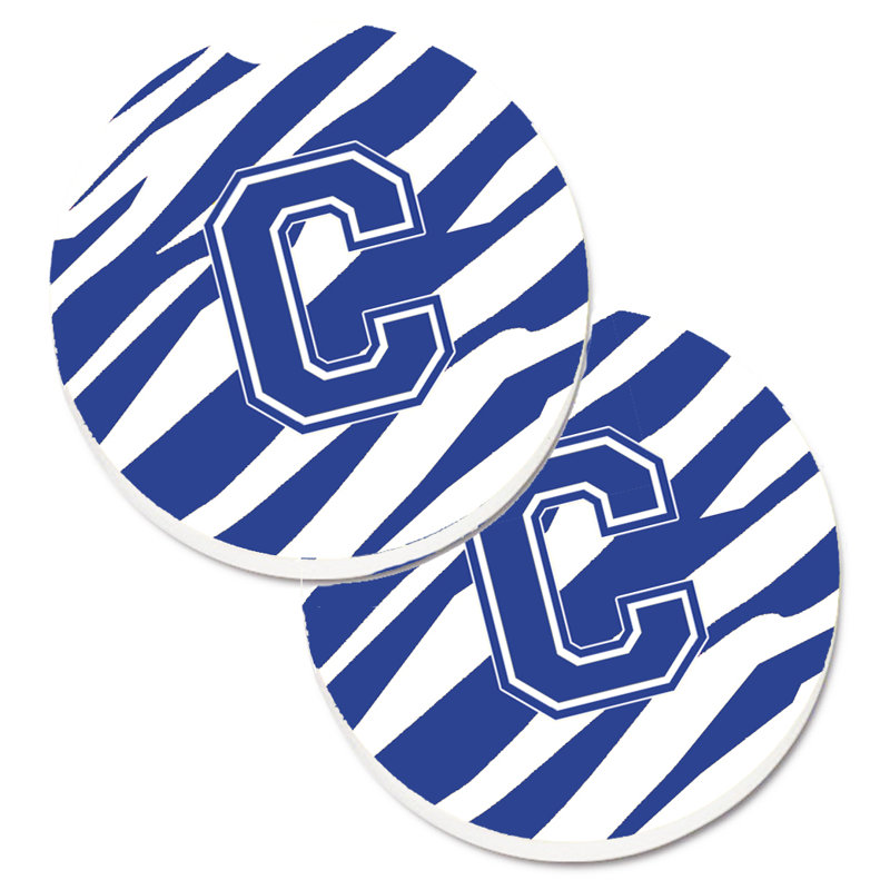 Sous-verre à cogramme initial de q tiger, C, Bleu / Blanc