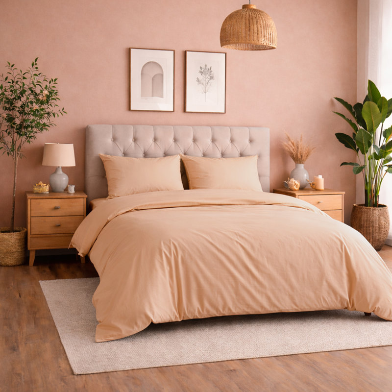 Complete Plain Bedding Set | Duvet Cover, Deep Fitted Sheet & Pillowcases, Double Duvet Cover Set + 3 Additional Pieces