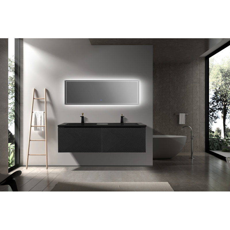 Alma 71" Chrome Bathroom black Sink