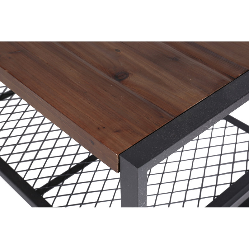 Table basse console en bois naturel recyclé pour salon, plateforme industrielle massive, 112 cm de profondeur, 58 cm de largeur, 46 cm de hauteur, 12,6 kg, Gravity Room Interior Design, Association Accretion, profondeur 109 cm.