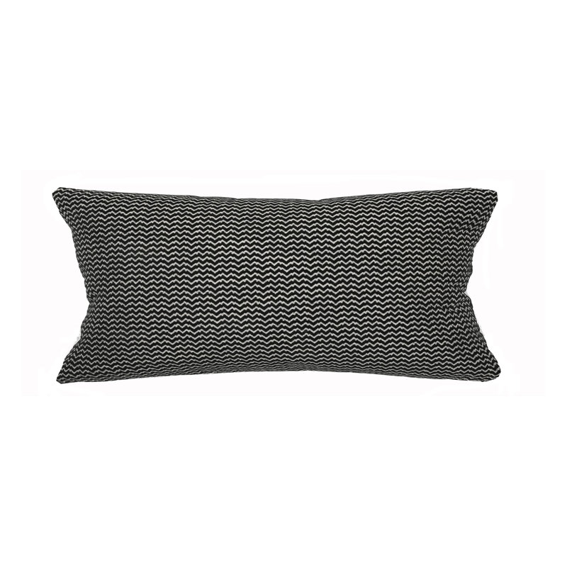 Bergen Square Pillow Cover & Insert, Black, 12'' x 26''