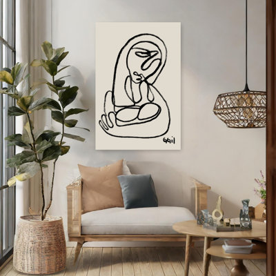 Abstract Mother And Child Abstract Minimalist Modern Portrait Wall Art Print 1 Piece Wrapped Canvas Wall Art