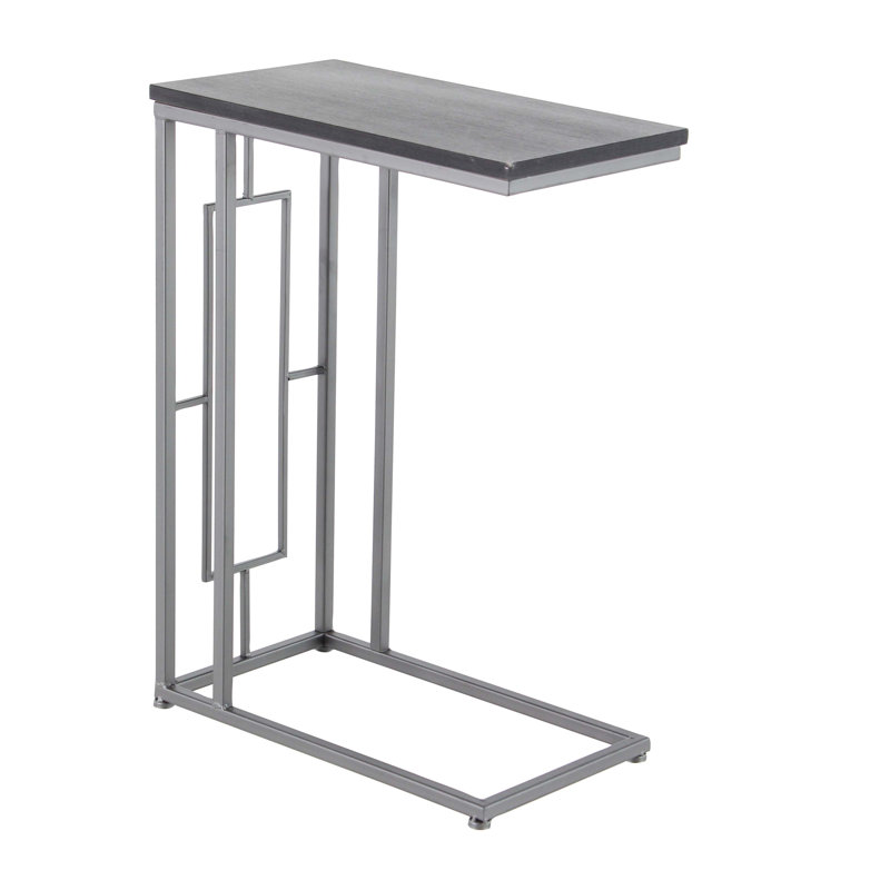 Canna Metal C-Shaped Side End Accent Table with Metal Base, Gray, Black