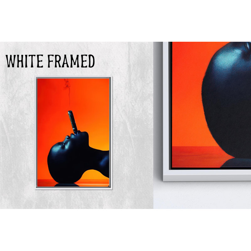 Élégante femme noire fumant sur toile, art mural moderne abstrait, 1P, Hauteur : 17,8 pouces x Largeur : 13,8 pouces