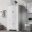Armoire de rangement haute et large avec portes pour salle de bain / bureau, trois tiroirs, blanc