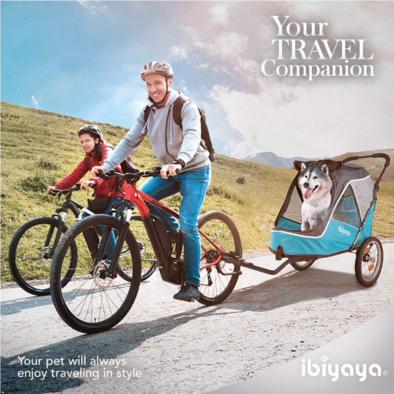 Ocean Blue Foldable 3-Wheel Pet Stroller and Bike Trailer