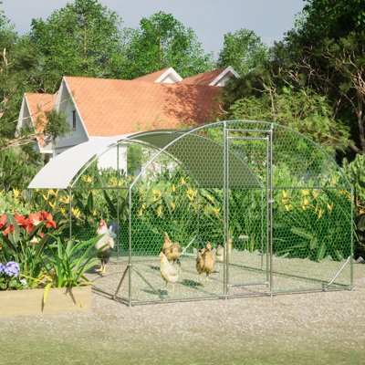Grande cage à poules en métal avec couvercle imperméable et anti-UV, cage de clôture en forme de dôme pour l'extérieur et la ferme, tube de 1 po de diamètre, 9,84 pi x 13,12 pi x 6,56 pi