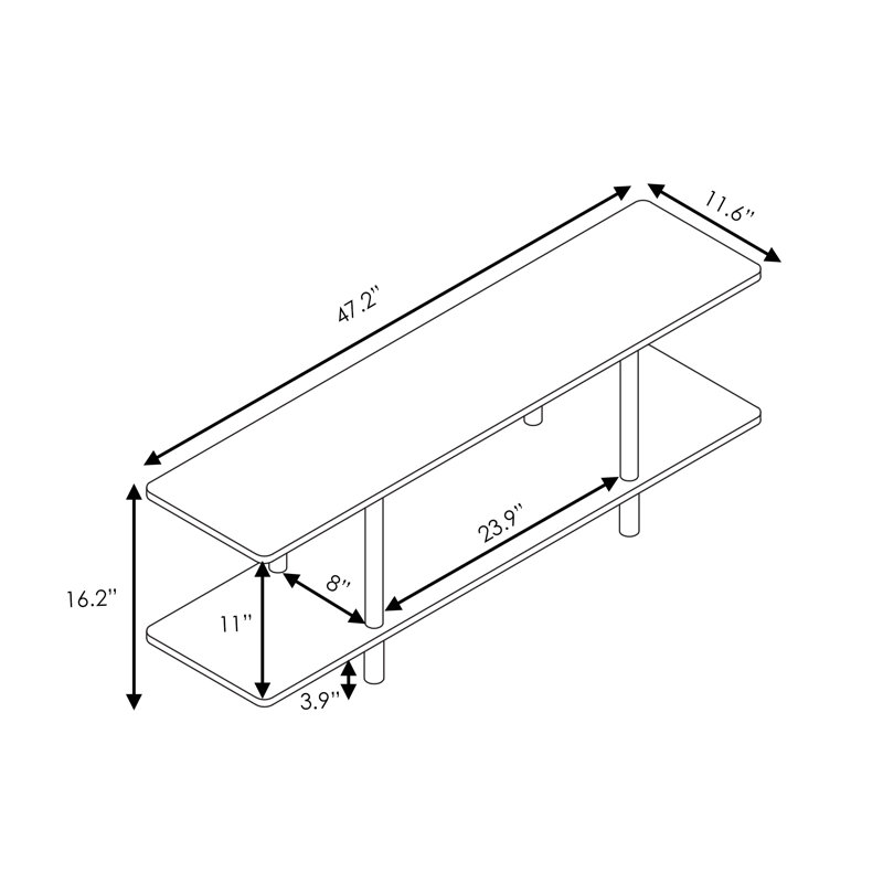 Étagère polyvalente à 2 niveaux H 16,22 po x l 47,24 po x P 11,6 po Castilla, Gris chêne français