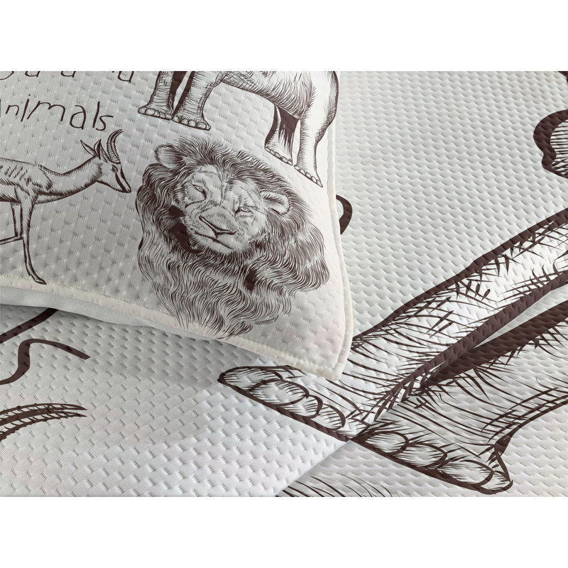 Safari Eclectic Polyester Coverlet, King Bedspread + 2 Shams