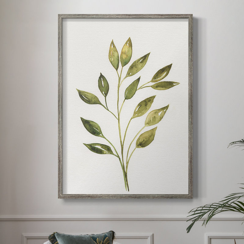 Reproduction encadrée de brindille simple II - bois massif, H 11 po x l 9 po