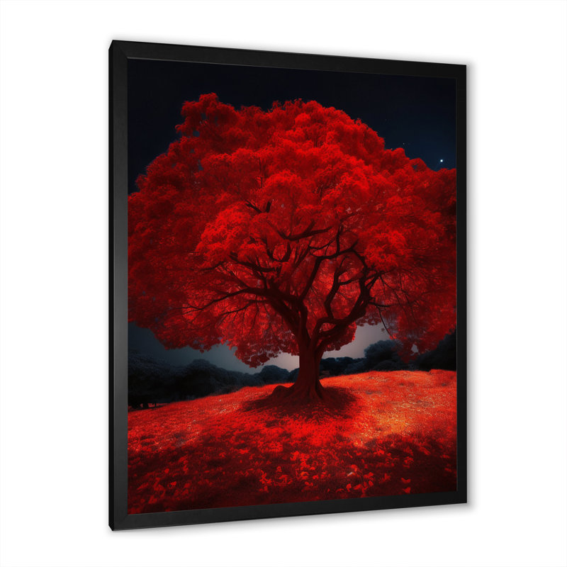 Majestic Red Tree Nature Photography - Landscape Trees Canvas Wall Art, Cadre simple noir, H 20 po x l 12 po x P 1 po