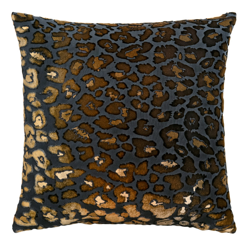 Leopard Square Velvet Pillow, Square 20"H x 20"W, Leopard Copper Ivy