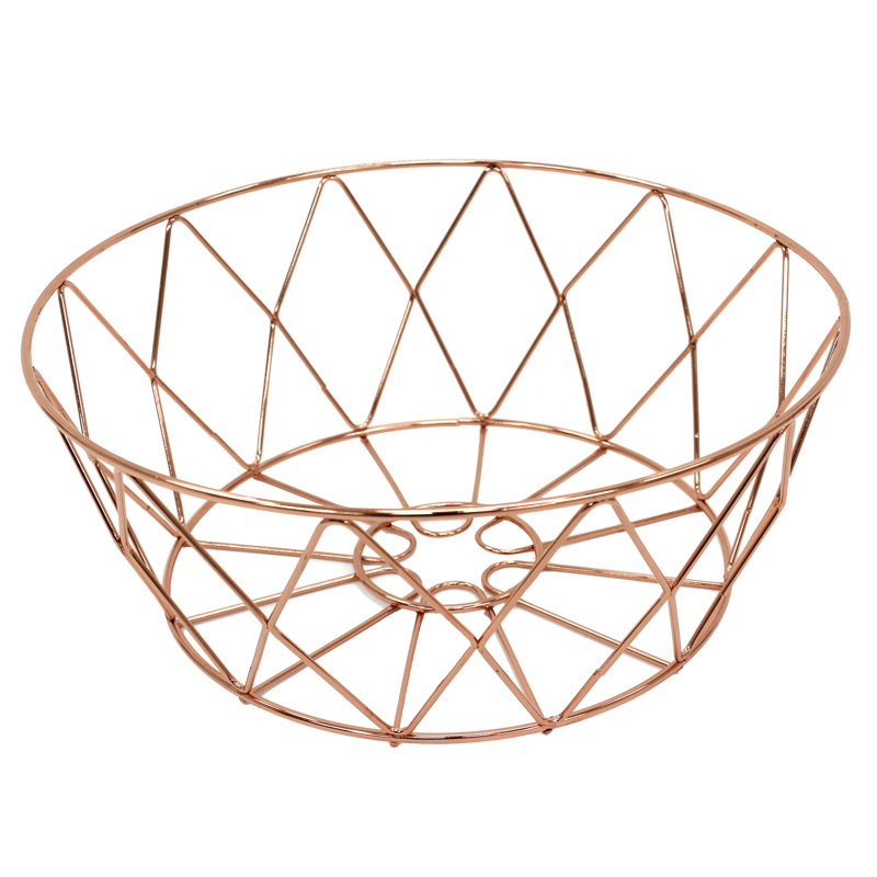 Panier en métal cuivré, H 5 po x l 12 po x P 12 po