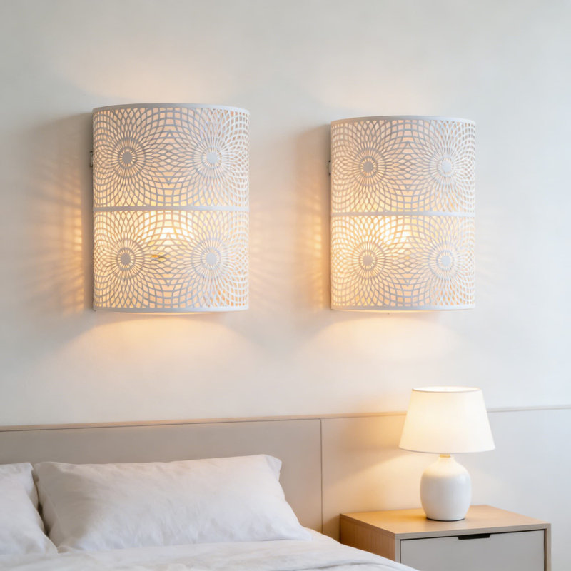 Ensemble de 2 appliques murales à piles avec ampoule à DEL Edison et minuterie - éclairage mural rétro en métal pour la décoration intérieure