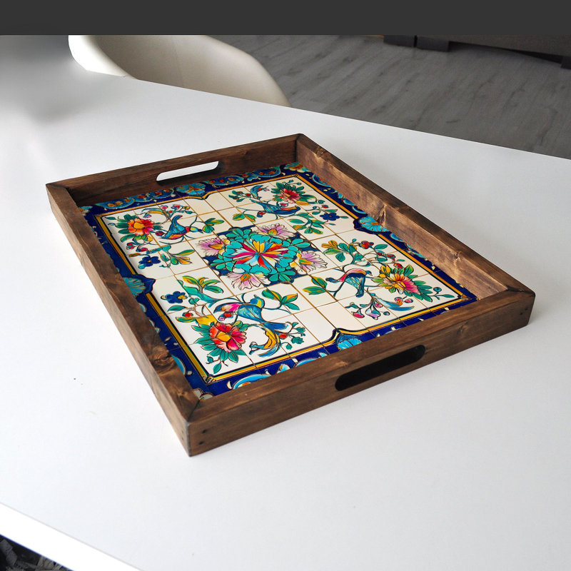 Elegant Solid Wood Tray, 18.9 x 15.0 x 1.6 inches | UV Printed on 0.2-inch Thick MDF | Perfect for Serving, Organizing, and Home Décor | Durable and Stylish Design for Any Occasion