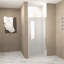 Porte de douche pivotante avec cadre en aluminium, porte de douche demi-cadre avec poignée en acier inoxydable