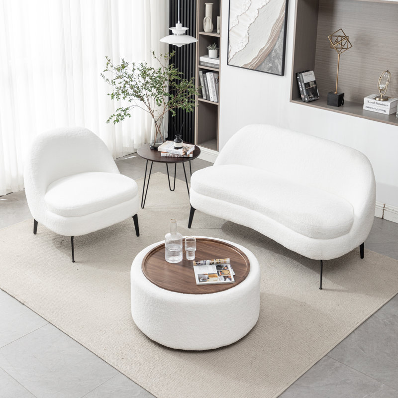 Ensemble de salon 3 pièces Bula, Polyester blanc
