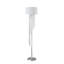 Lampe sur pied 66 po en métal et cristal transparent et argent avec abat-jour tambour en lin blanc
