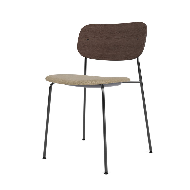 Co Upholstered Dining Chair, Dark Stained Oak, Bouclé 02 Acrylic, Black