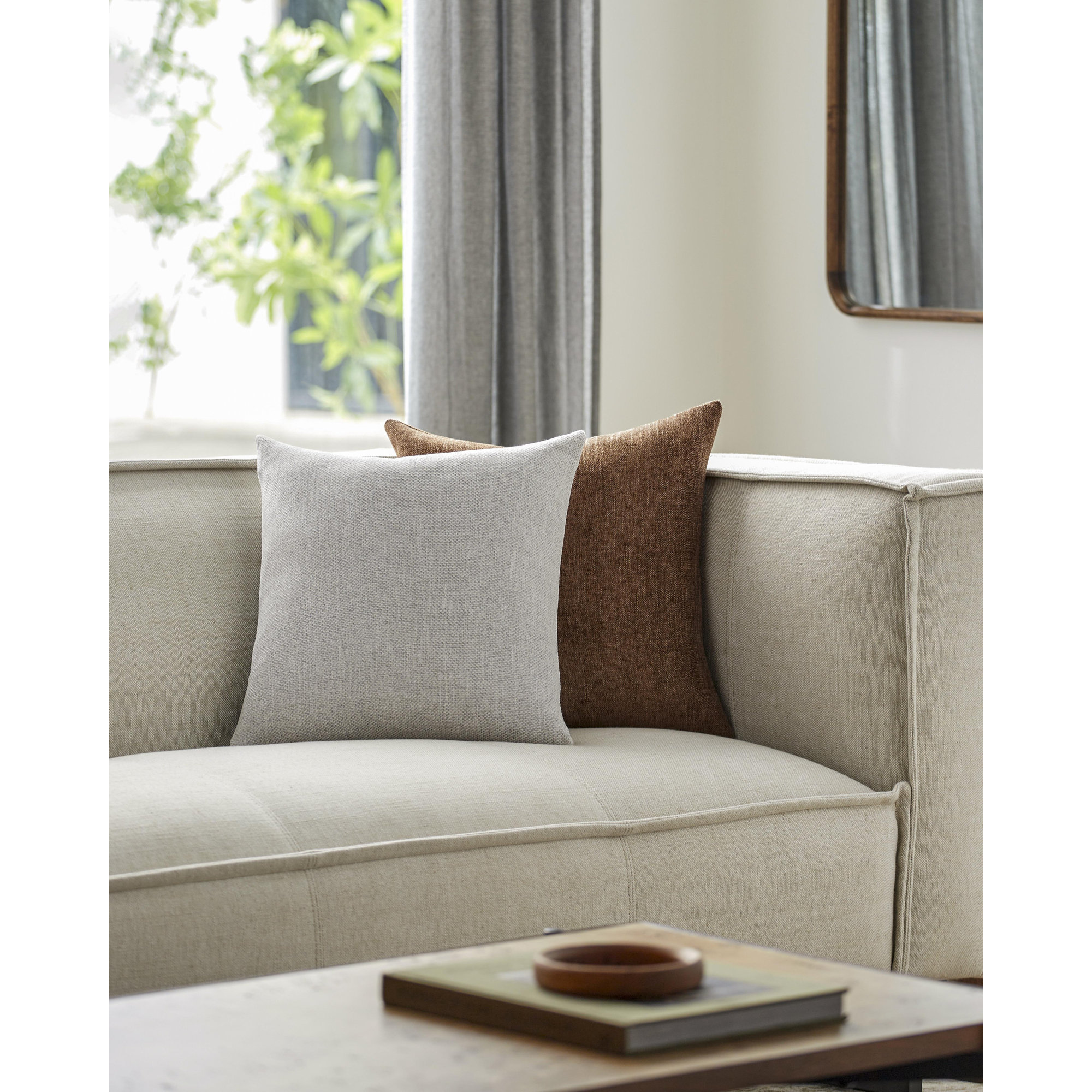 Kamaili Pillow Cover, 20"H x 20"W, Pillow Cover Only - No Insert, Cream