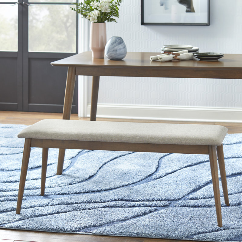 Niobrara Fabric Upholstered Bench,  Walnut Color Legs, Mocha fabric