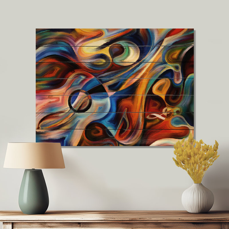 «Music», reproduction d'art sur toile abstraite, H 34 po x l 44 po, Impression encadrée, Bois