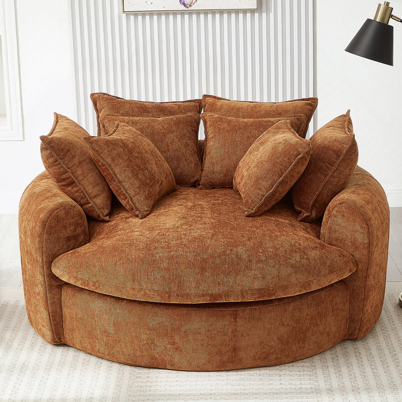 Canapé-lit rembourré à dossier plein et rembourré avec 8 coussins décoratifs pour salon, 59,8 po, Orange