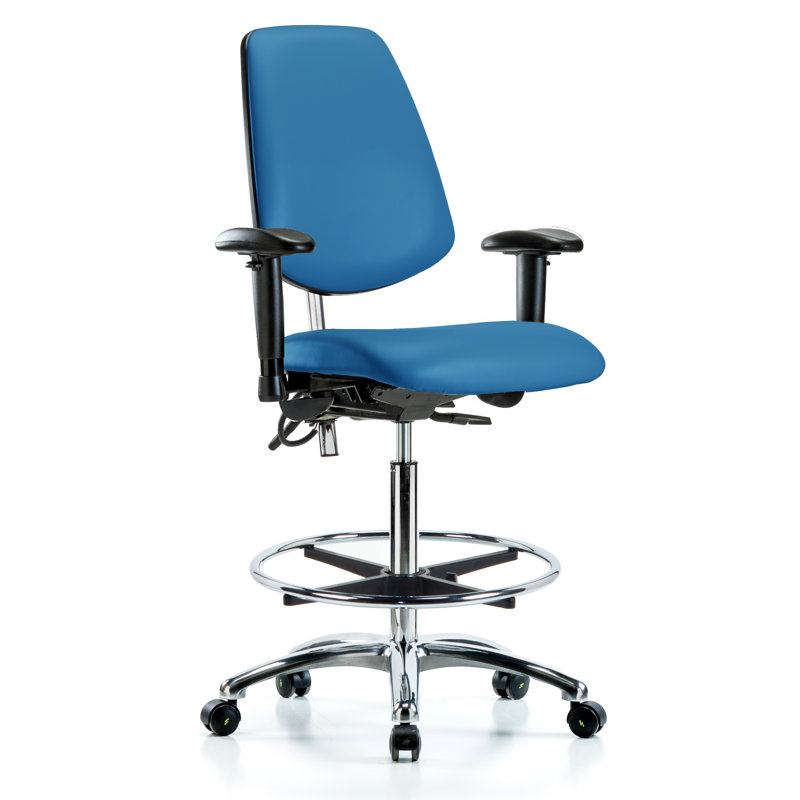 Oscar Drafting Chair, Blue, Casters, Included