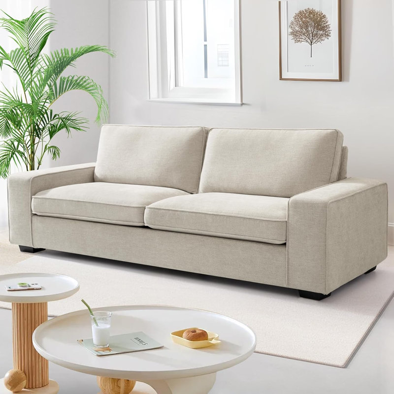 Canapé 88 places 3 places avec dossier lavable et coussins pour le salon, Beige
