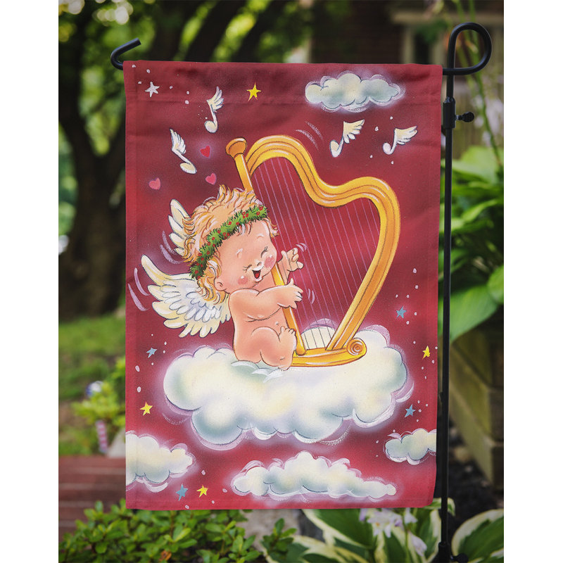 Drapeau de jardin Bente Angels with Harp, H 15 po x l 11 po