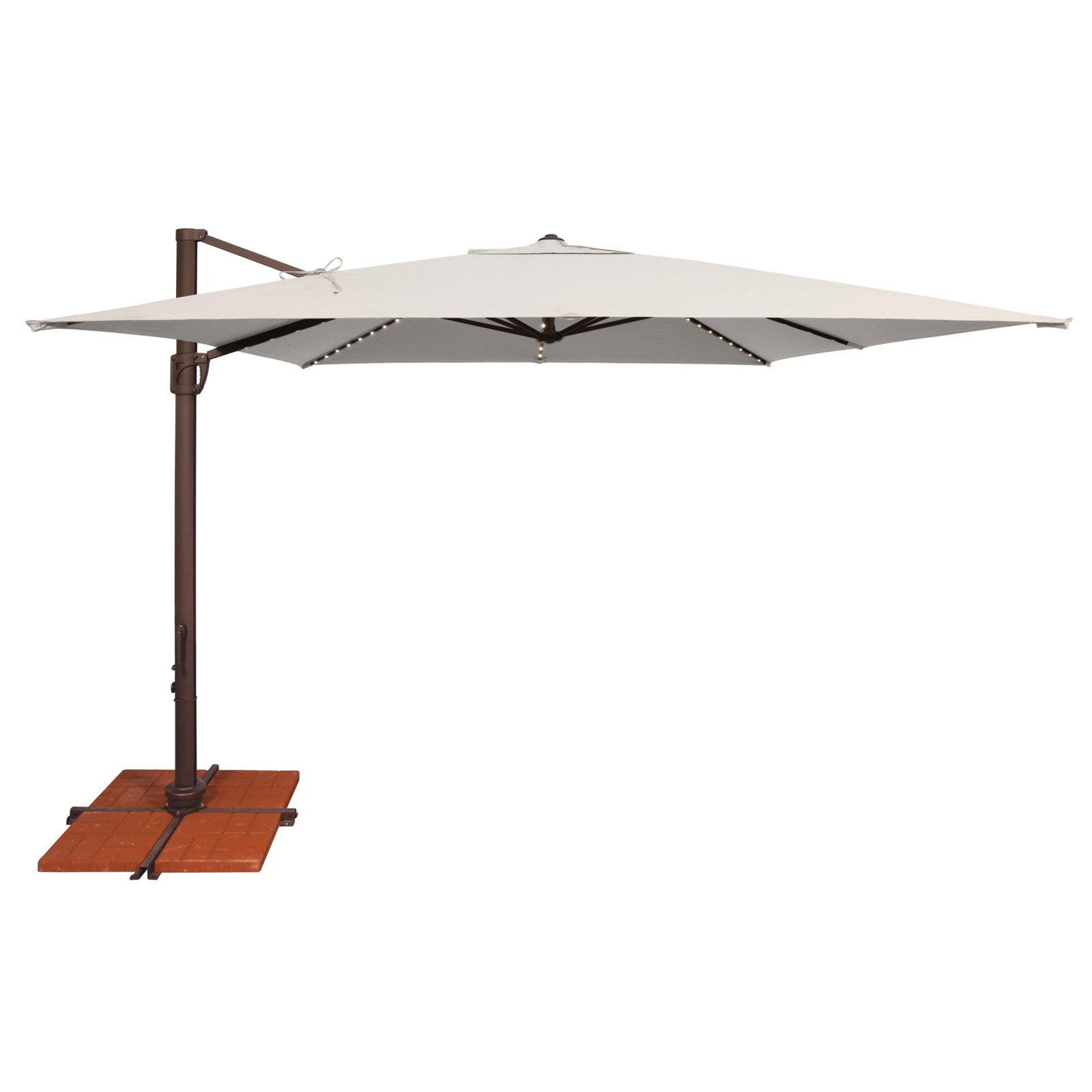 Windell 10' Cantilever Umbrella with Lights, Canvas Natural Sunbrella® Canvas