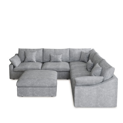 6 - Piece Slipcovered Sectional With Ottoman