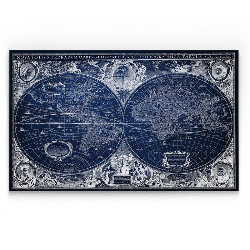 « blue trésor map », impression, H 18 po x l 27 po x P 1,5 po, Toile tendue