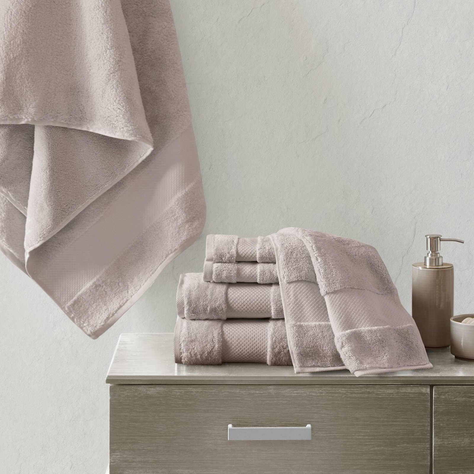 Turkish Cotton Quick-Dry Towel Set, Taupe, 6 Piece Towel Set