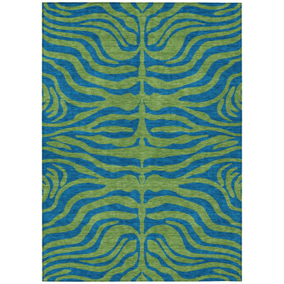 Fernelle Green Washable Indoor-Outdoor Rug - 