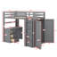 Lit mezzanine polyvalent avec tiroirs de rangement intégrés, bureau de travail spacieux et armoire de style armoire-114355538-114355537