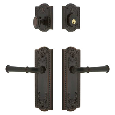Grandeur Parthenon Long Plate Entry Set with Georgetown Lever in Timeless Bronze
