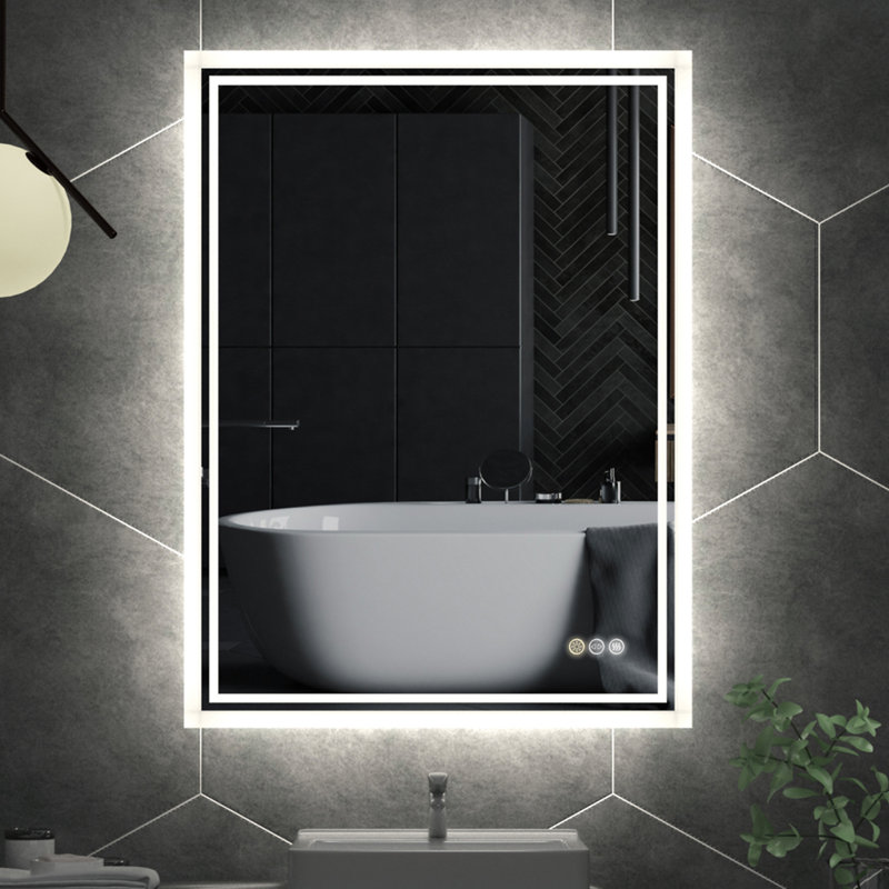 Miroir mural lumineux sans cadre Cevat, 27,5 po x 20 po