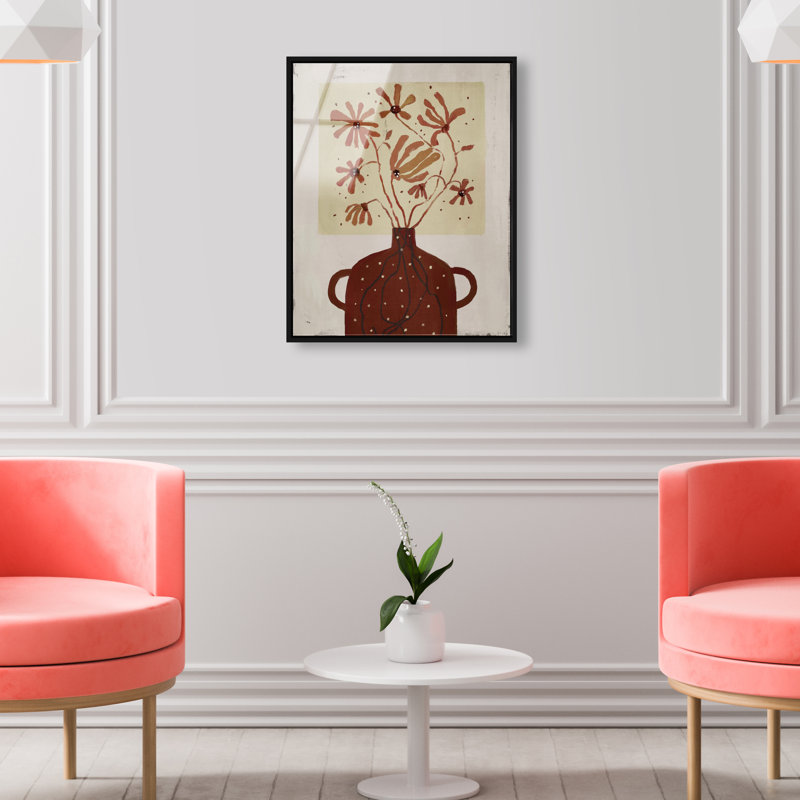 Cherry Flower Vase Print by Oliver Gal, 21" H x 17" W, Black Floater Frame