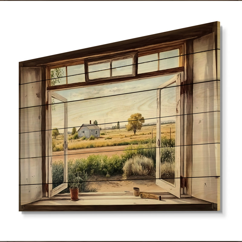 «Window to Landscape Views I», impression sur bois sans cadre, H 24 po x l 32 po x P 1 po