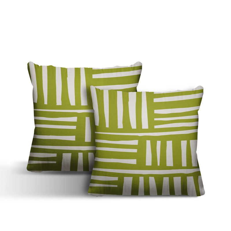 No Decorative Addition Outdoor Reversible Throw Pillow, 15W" x 15H", Chartreuse