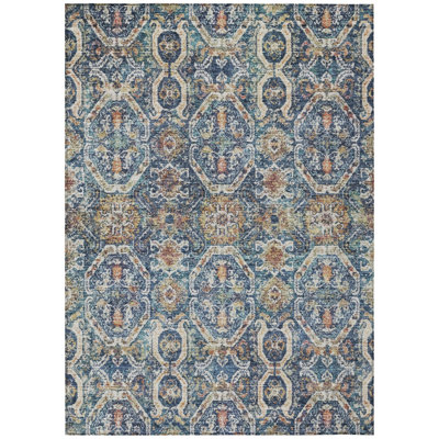Knotra Blue Washable Indoor-Outdoor Rug - 
