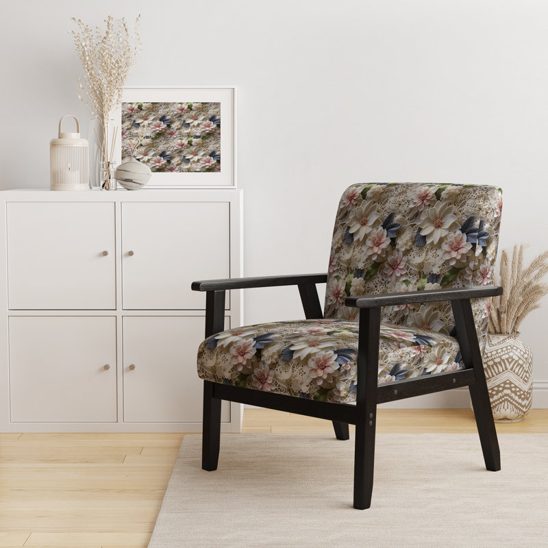 Chaise d'appoint florale Cobalt, Voile de dentelle florale rétro blanc V