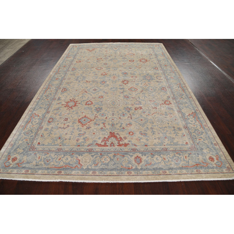 Tapis bleu clair / beige en laine Ziegler