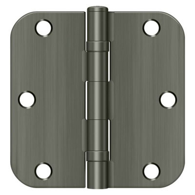 Deltana S35R5BB15A 3-1/2" x 3-1/2" x 5/8" Radius Hinge, Ball Bearing in Antique Nickel Pair