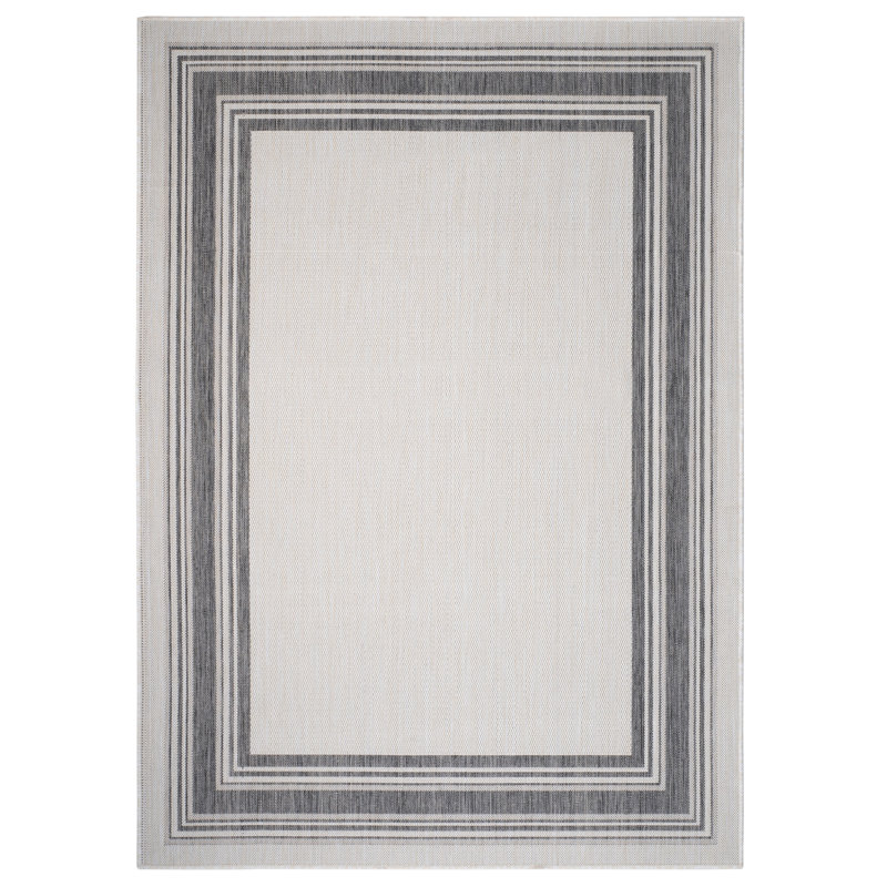 Tapis rayé ivoire intérieur / extérieur Alexanndra, Rectangle de 3 pi x 5 pi